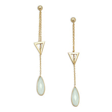 Load image into Gallery viewer, 14 Karat Gold Plated Lariat Style Earrings with Chalcedony Drop
