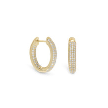 Load image into Gallery viewer, 14 Karat Gold Plated CZ In/Out Hoop Earrings
