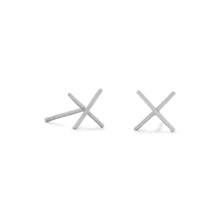 Load image into Gallery viewer, Rhodium Plated &#39;X&#39; Stud Earrings
