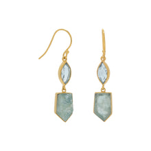 Load image into Gallery viewer, 14 Karat Gold Plated Blue Topaz and Aquamarine Drop Earrings
