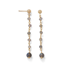 Load image into Gallery viewer, 14 Karat Gold Plated Post Earrings with Labradorite Beads

