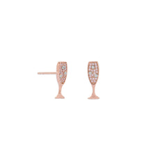 Load image into Gallery viewer, 14 Karat Rose Gold Plated CZ Champagne Glass Stud Earrings
