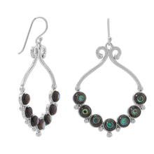 Load image into Gallery viewer, Polished Paua Shell Outline and Bead Design French Wire Earrings
