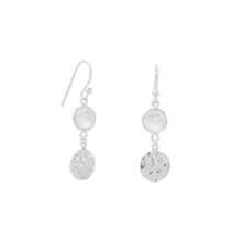 Load image into Gallery viewer, Polished Hammered Disk Rainbow Moonstone French Wire Earrings
