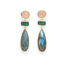 Load image into Gallery viewer, 14 Karat Gold Plated Multi Stone Post Earrings
