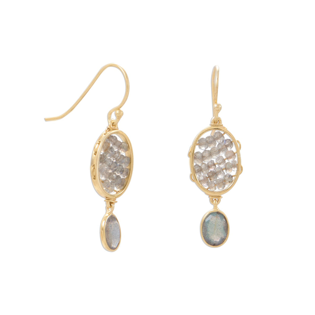 14 Karat Gold Plated Labradorite French  Wire Earrings