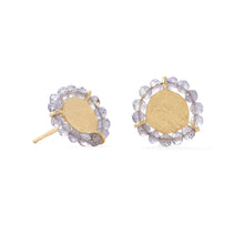 Load image into Gallery viewer, 14 Karat Gold Plated Bead Edge Post Earrings
