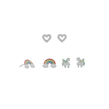 Load image into Gallery viewer, Rainbow, Heart and Unicorn Earring Set
