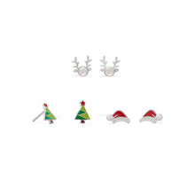 Load image into Gallery viewer, Reindeer, Santa Hat and Tree Earring Set
