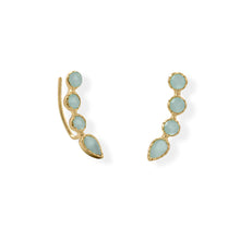 Load image into Gallery viewer, 14 Karat Gold Plated Aqua Chalcedony Ear Climber
