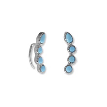 Load image into Gallery viewer, Rhodium Plated Synthetic Turquoise Ear Climber Earring
