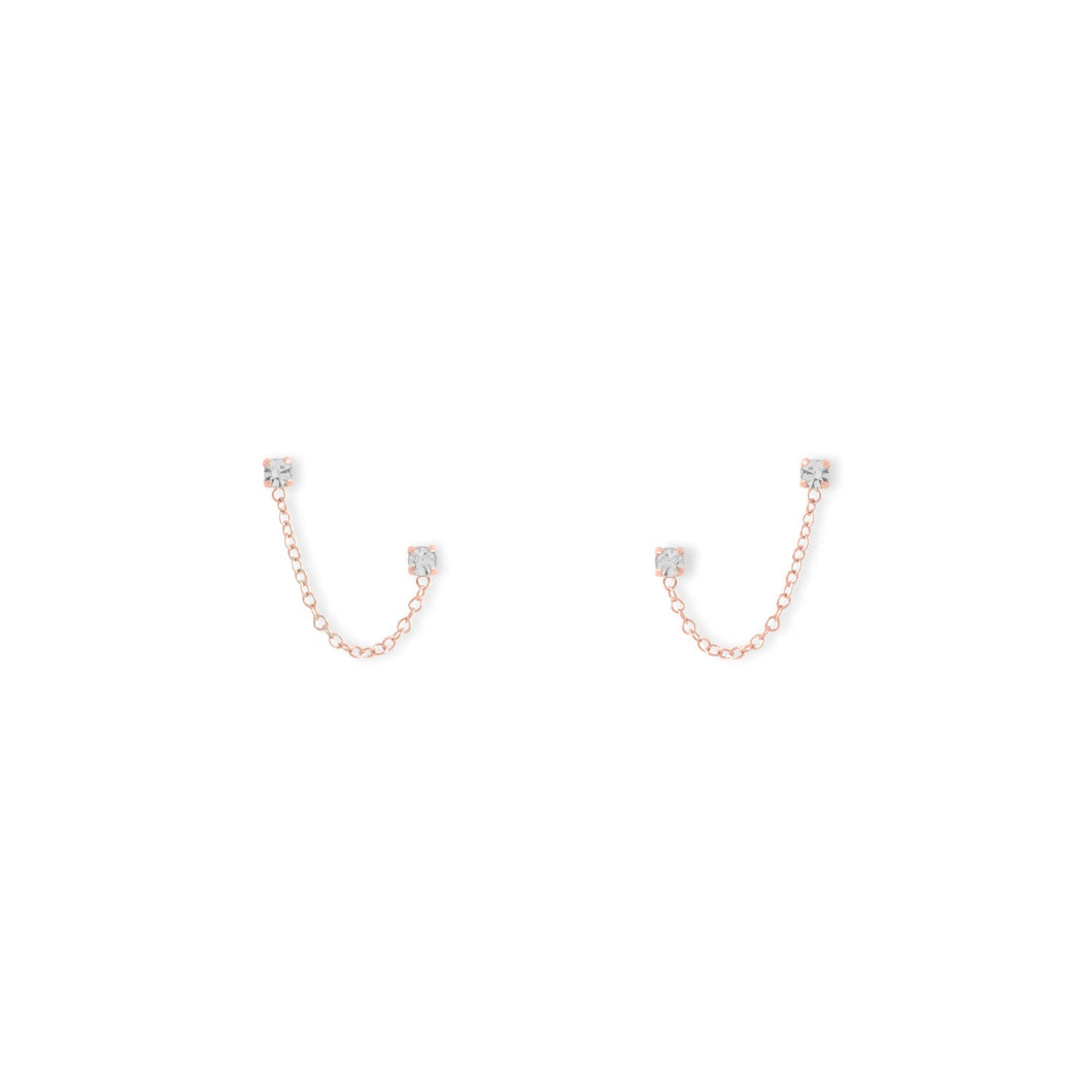 14 Karat Rose Gold Double Post Crystal Earrings