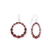 Load image into Gallery viewer, Graduated Garnet Open Circle Earrings
