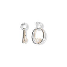 Load image into Gallery viewer, Tri Tone Cultured Freshwater Pearl Circle Earrings
