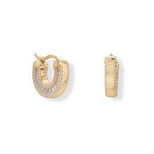 Load image into Gallery viewer, 14 Karat Gold Plated Baguette CZ Click Hoop Earrings
