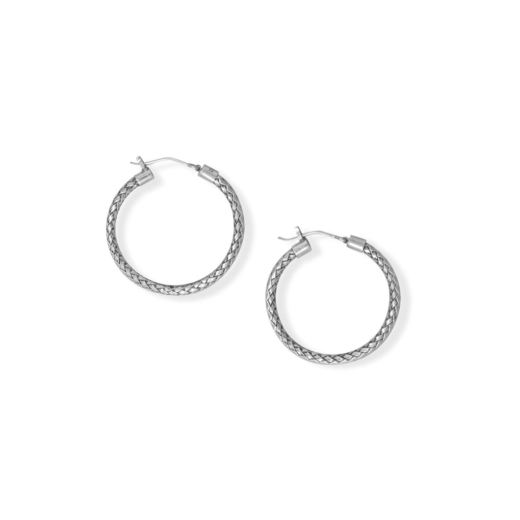 Oxidized Bali Woven Hoop Earrings