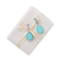 Load image into Gallery viewer, Rhodium Plated Turquoise Doublet Drop Earrings
