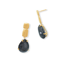 Load image into Gallery viewer, 14 Karat Gold Plated Hematite and Quartz Drop Earrings
