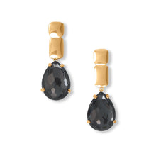 Load image into Gallery viewer, 14 Karat Gold Plated Hematite and Quartz Drop Earrings
