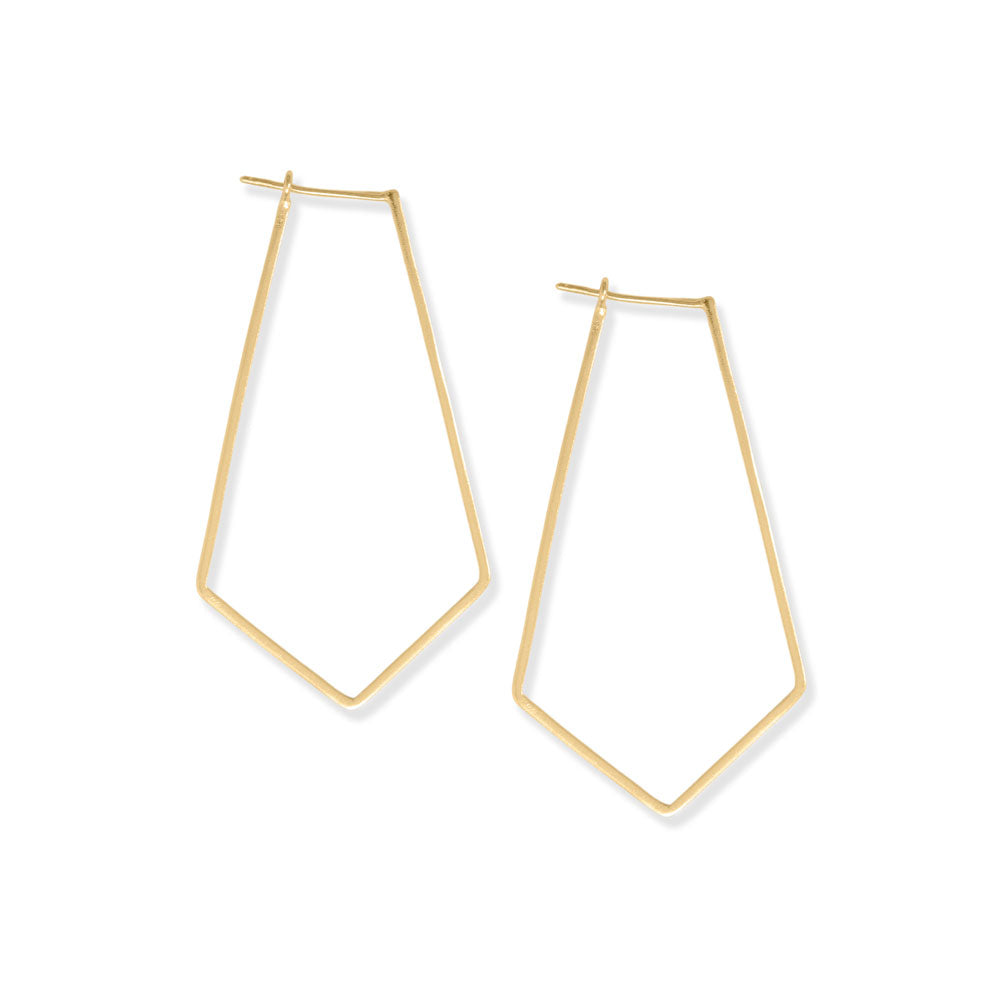 14 Karat Gold Plated Elongated Pentagon Earrings