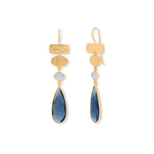 Load image into Gallery viewer, 14 Karat Gold Plated Chalcedony and Glass Drop Earrings
