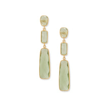 Load image into Gallery viewer, 14 Karat Gold Plated Rectangle Prasiolite Drop Earrings
