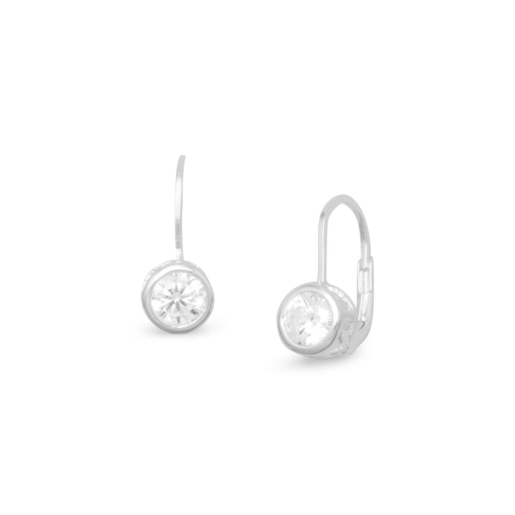 Bezel CZ Lever Earrings