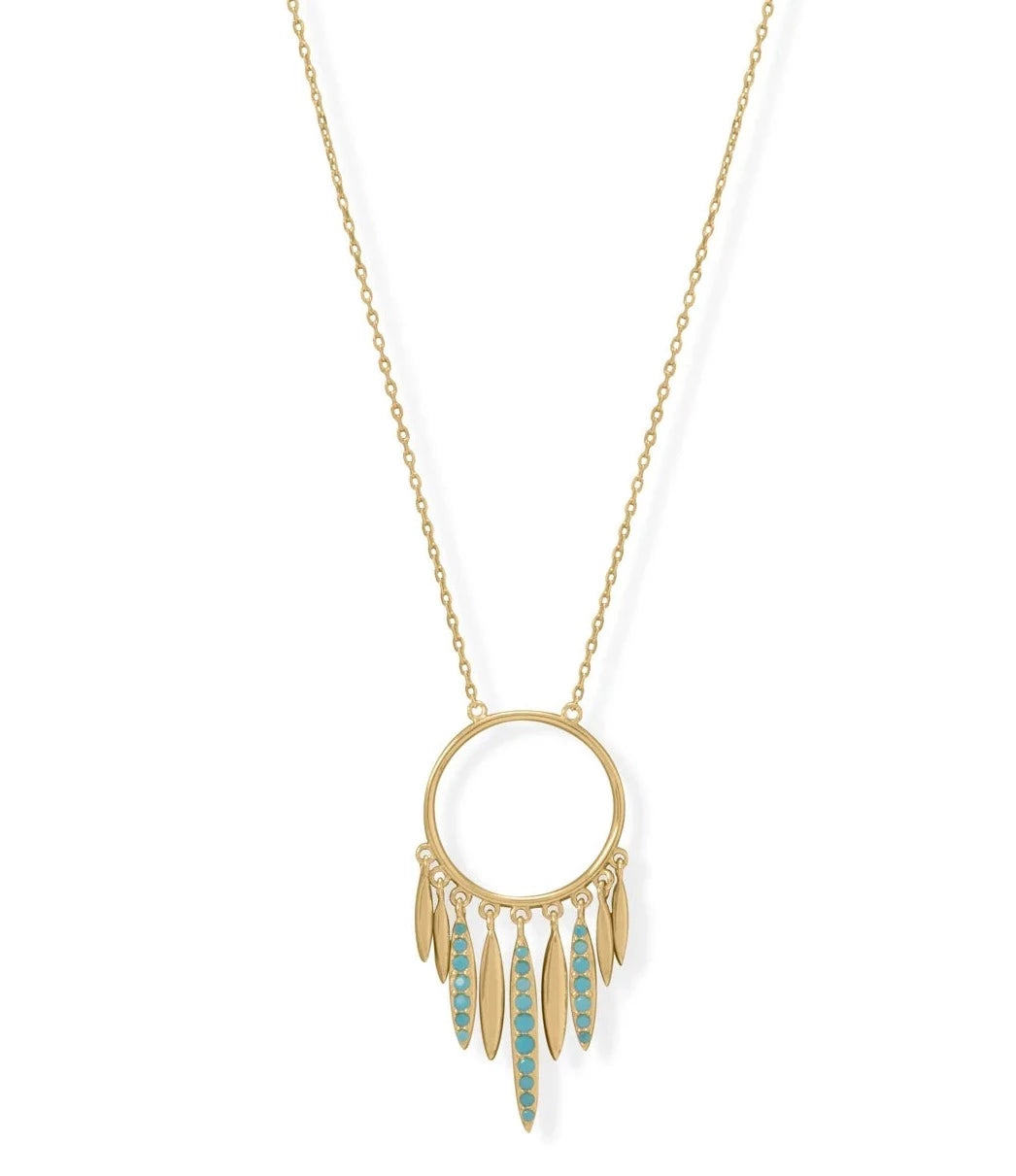 Dreamcatcher Necklace - with turquoise CZs