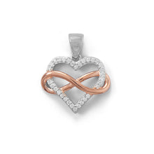 Load image into Gallery viewer, Two Tone CZ Infinity Heart Pendant
