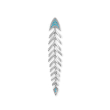 Load image into Gallery viewer, Rhodium Plated Synthetic Turquoise Fishbone Slide Pendant
