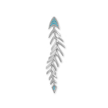 Load image into Gallery viewer, Rhodium Plated Synthetic Turquoise Fishbone Slide Pendant
