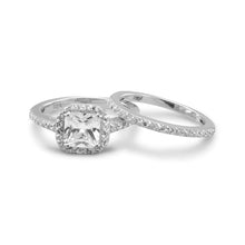 Load image into Gallery viewer, Rhodium Plated CZ Bridal Ring Set
