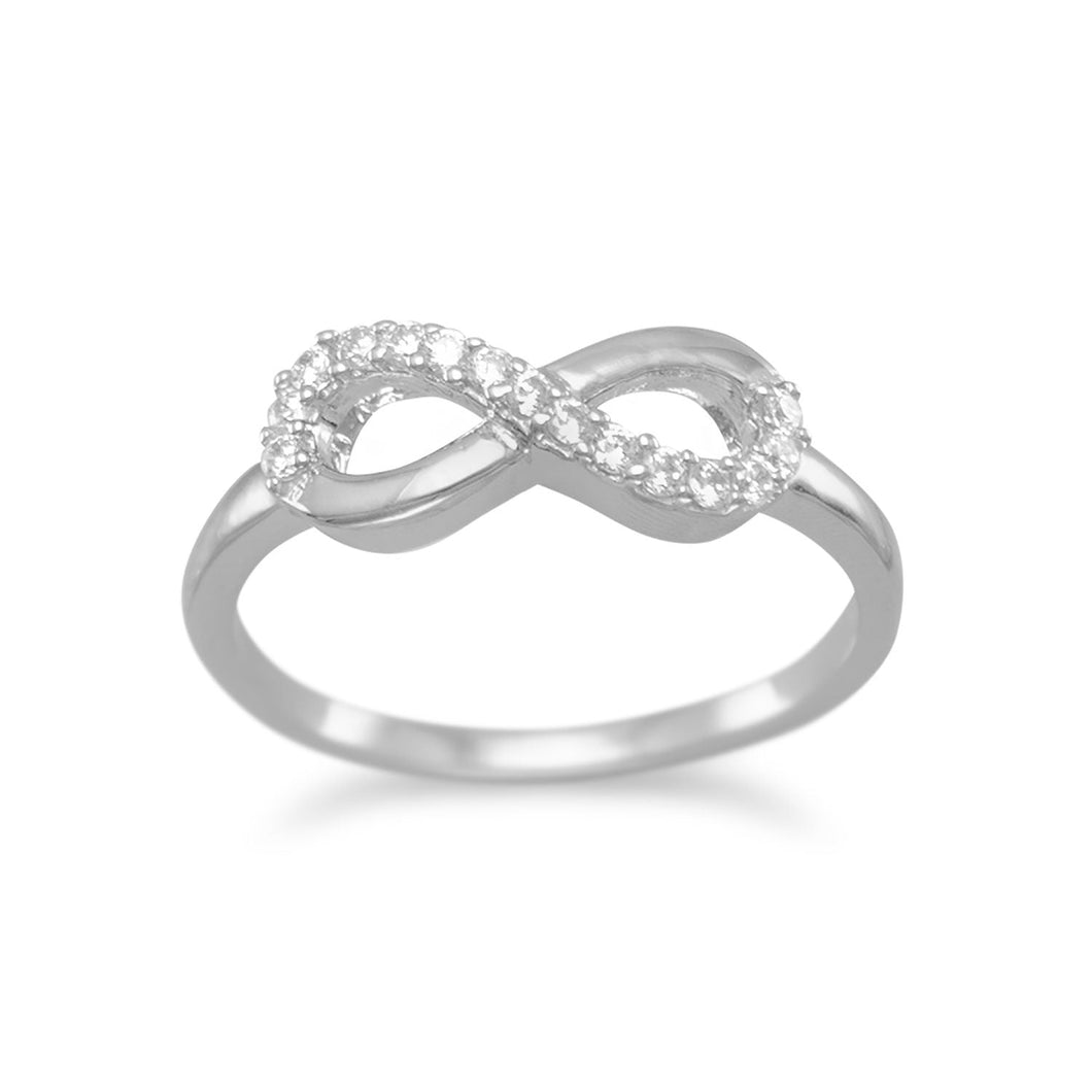 Rhodium Plated CZ Infinity Ring