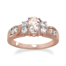 Load image into Gallery viewer, 14 Karat Rose Gold Plated Morganite and White Topaz Ring
