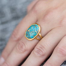 Load image into Gallery viewer, 14 Karat Gold Plated Stabilized Turquoise Ring
