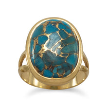 Load image into Gallery viewer, 14 Karat Gold Plated Stabilized Turquoise Ring
