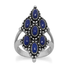 Load image into Gallery viewer, Ornate Oxidized Lapis  Ring
