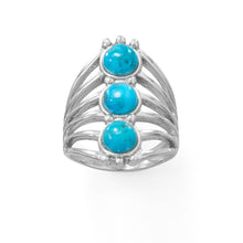 Load image into Gallery viewer, Polished Six Line Reconstituted Turquoise Ring
