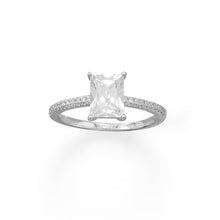 Load image into Gallery viewer, Rhodium Plated Baguette Cut CZ Ring with CZ Band
