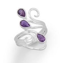 Load image into Gallery viewer, Polished Scroll Design Amethyst Ring
