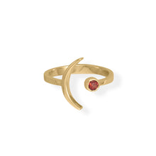 Load image into Gallery viewer, 14 Karat Gold Plated Moon and Garnet Ring
