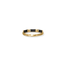 Load image into Gallery viewer, Bodacious Baguettes! 14 Karat Gold Plated Black Baguette CZ Ring
