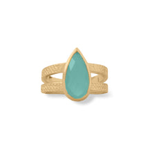 Load image into Gallery viewer, 14 Karat Gold Plated Aqua Hydro Glass Ring
