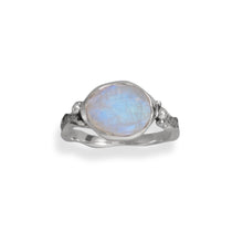 Load image into Gallery viewer, Oxidized Rainbow Moonstone Wavy Band Ring
