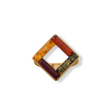 Load image into Gallery viewer, 24 Karat Gold Plated Square Amber Ring
