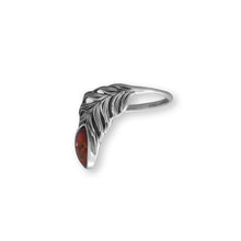 Load image into Gallery viewer, Oxidized Amber Feather Ring
