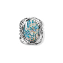 Load image into Gallery viewer, Oxidized Roman Glass Cutout Swirl Design Ring
