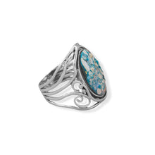 Load image into Gallery viewer, Oxidized Roman Glass Cutout Swirl Design Ring
