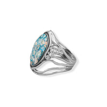 Load image into Gallery viewer, Oxidized Roman Glass Cutout Swirl Design Ring
