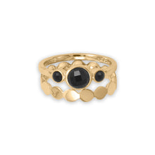 Load image into Gallery viewer, 14 Karat Gold Plated Triple Black Onyx Ring

